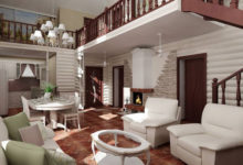 Фото - Дизайн гостиной в деревянном доме: особенности материала, зонирование, гостиная с камином, стили оформления, фото